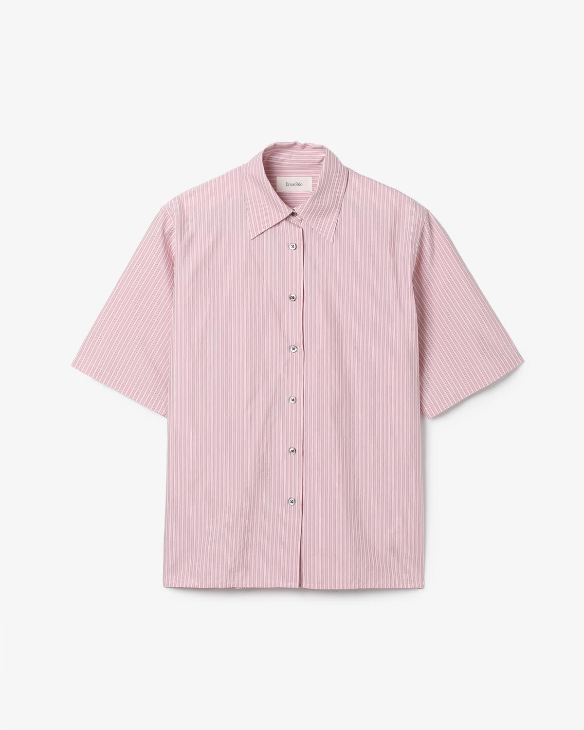 SILK COTTON STRIPE HALF SLEEVE SHIRT