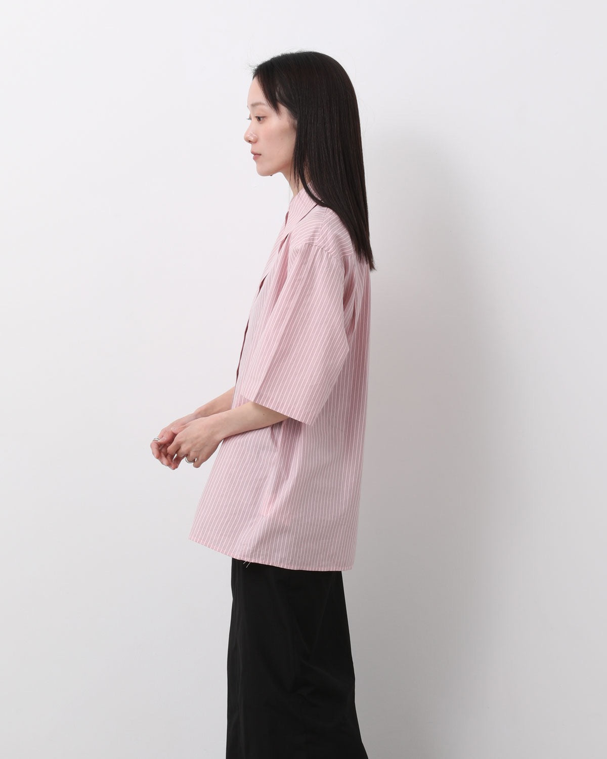 SILK COTTON STRIPE HALF SLEEVE SHIRT