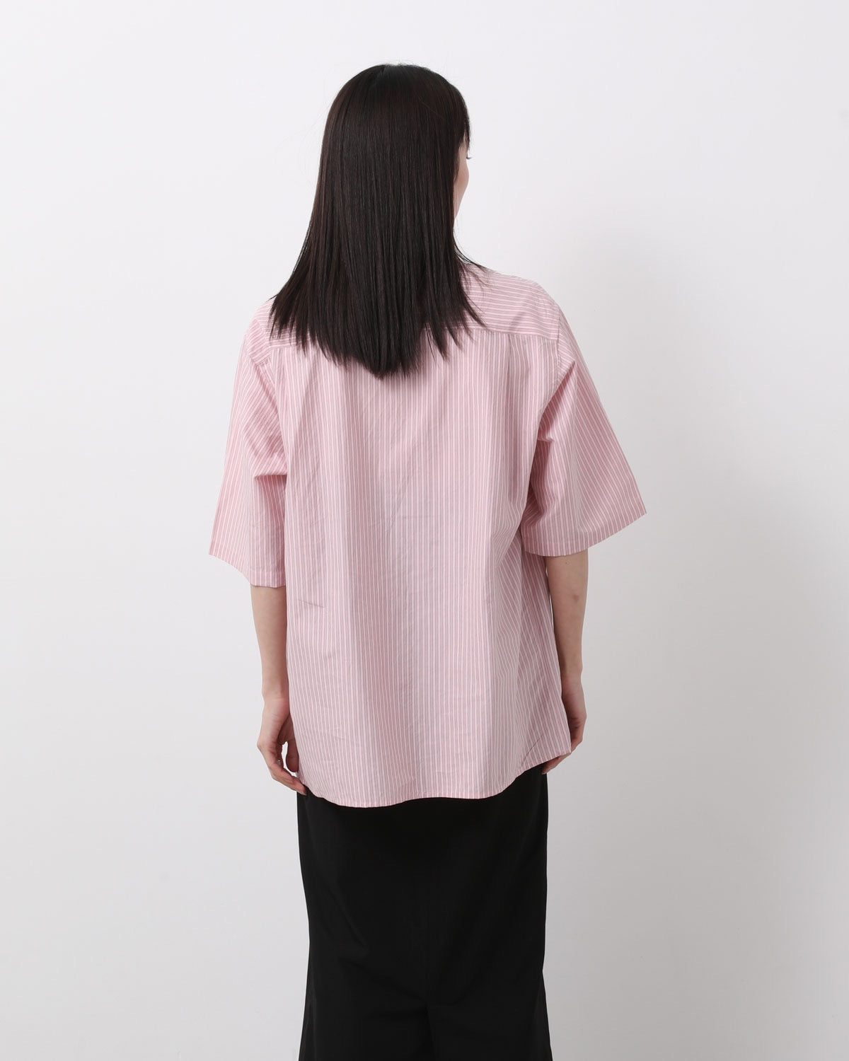 SILK COTTON STRIPE HALF SLEEVE SHIRT