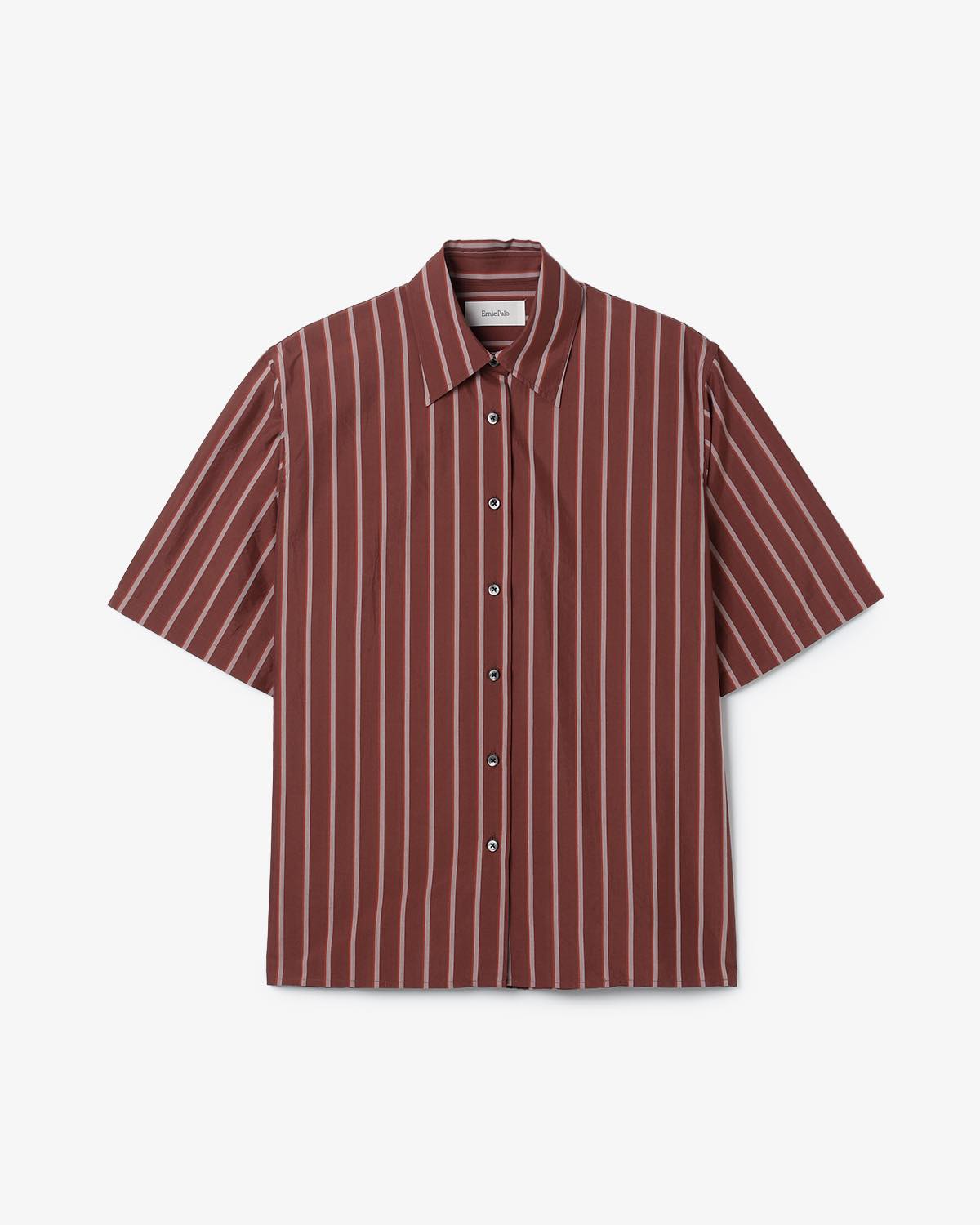 SILK COTTON STRIPE HALF SLEEVE SHIRT