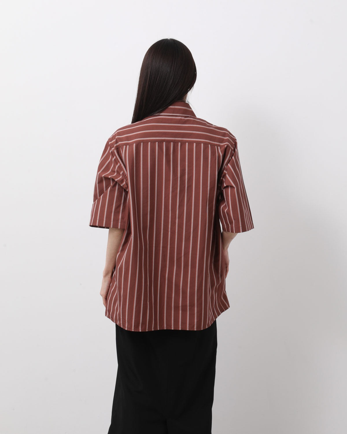 SILK COTTON STRIPE HALF SLEEVE SHIRT
