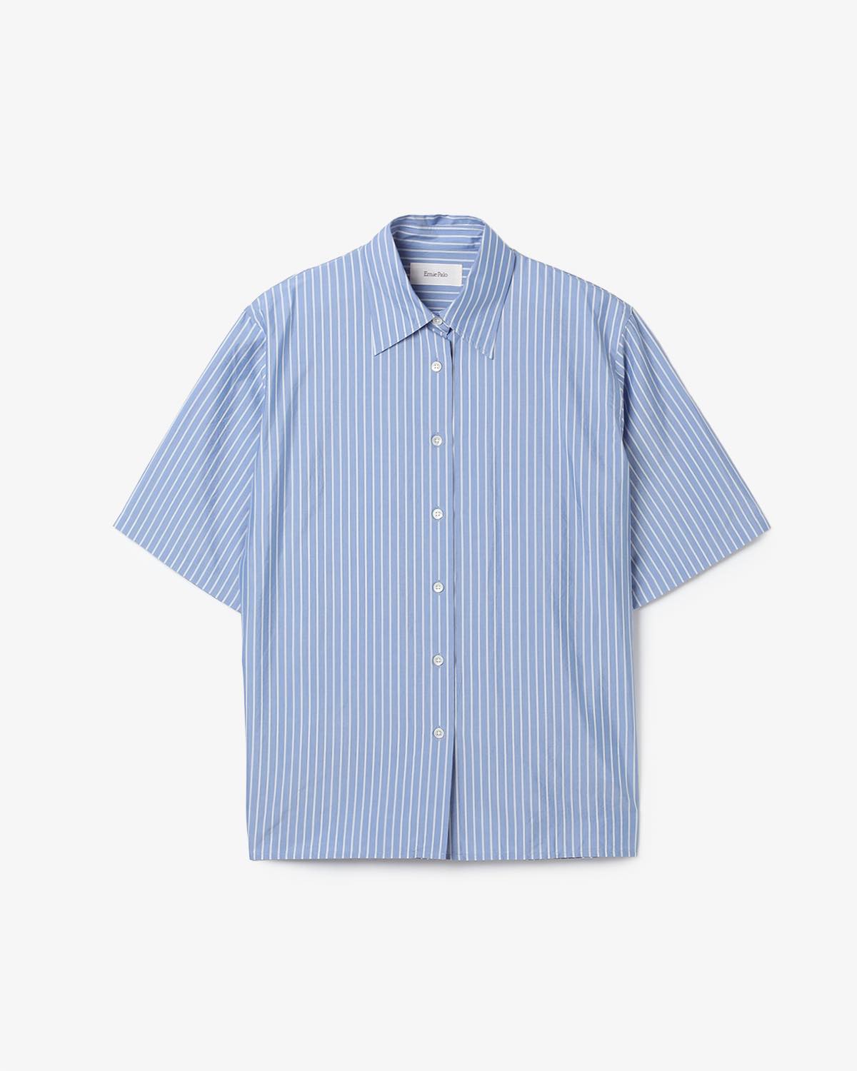 SILK COTTON STRIPE HALF SLEEVE SHIRT