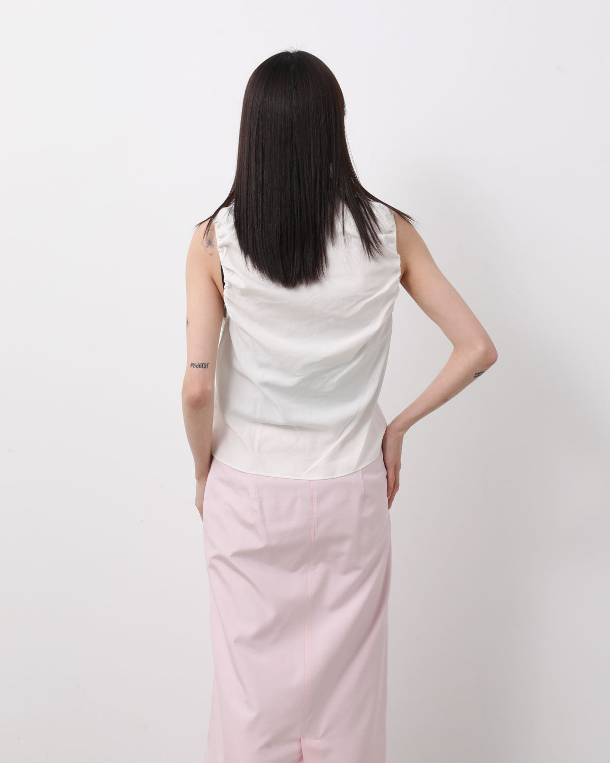 SILK NIDOM SLEEVELESS GATHER SHIRT