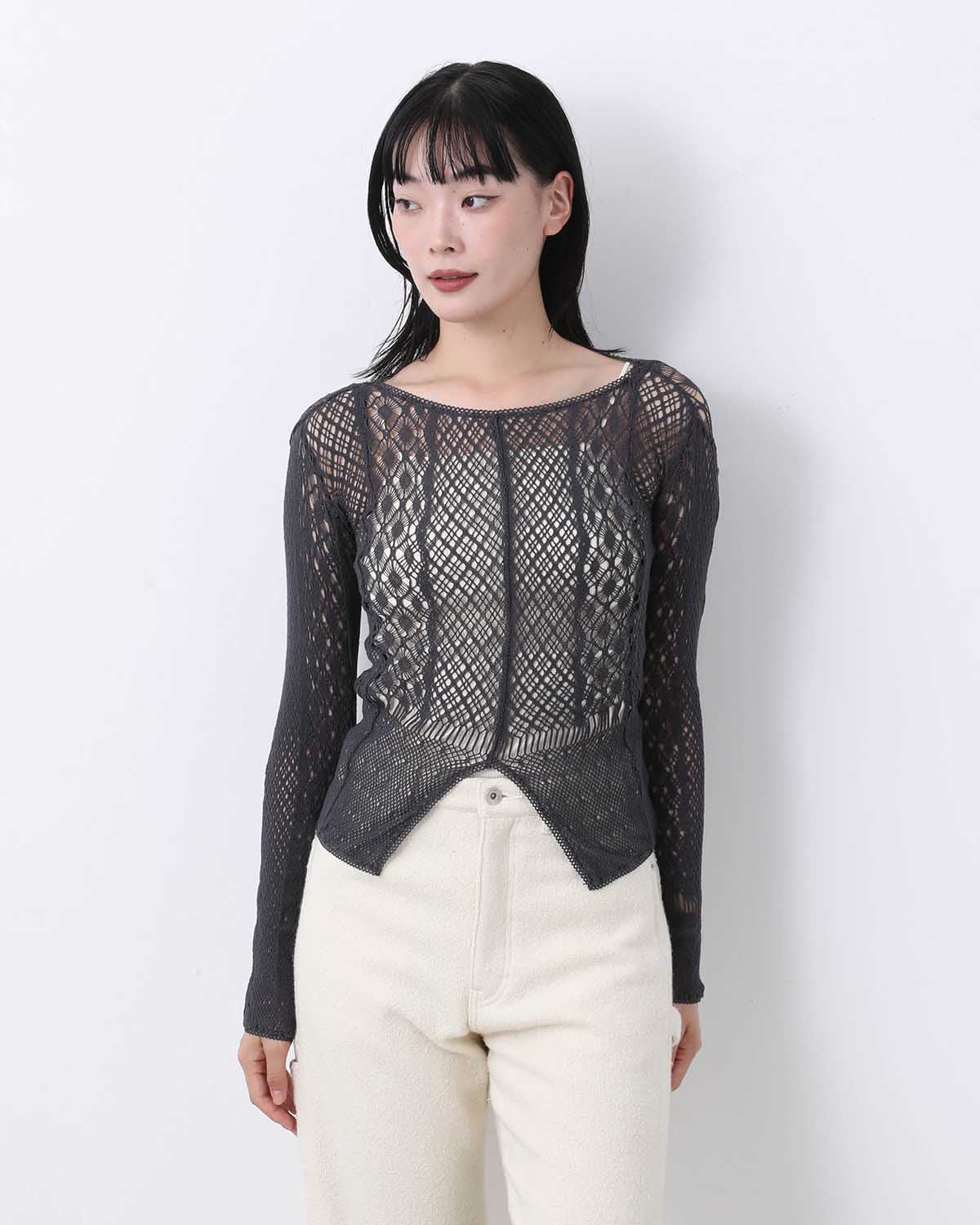 STRETCH LACE LONG SLEEVE TEE