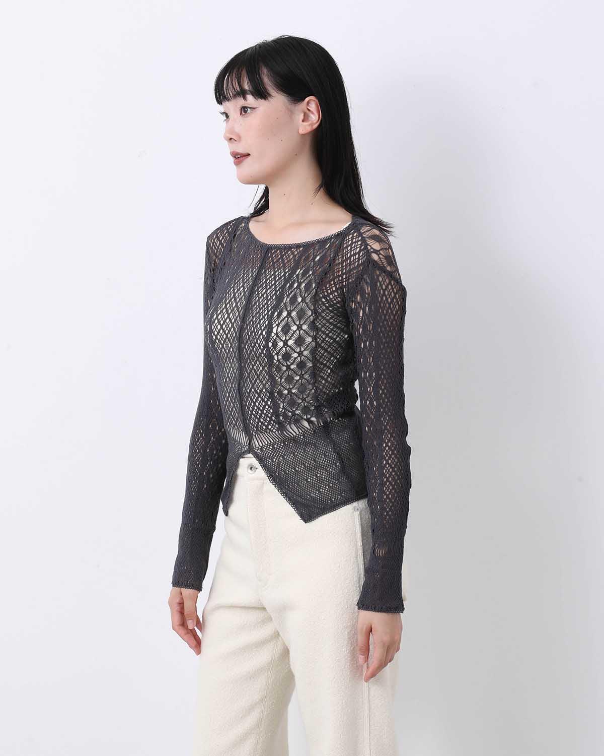 STRETCH LACE LONG SLEEVE TEE