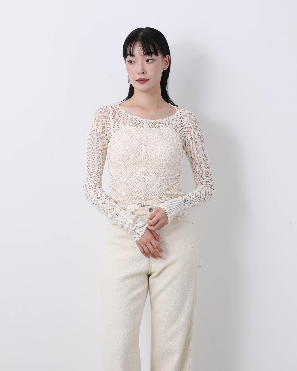 STRETCH LACE LONG SLEEVE TEE