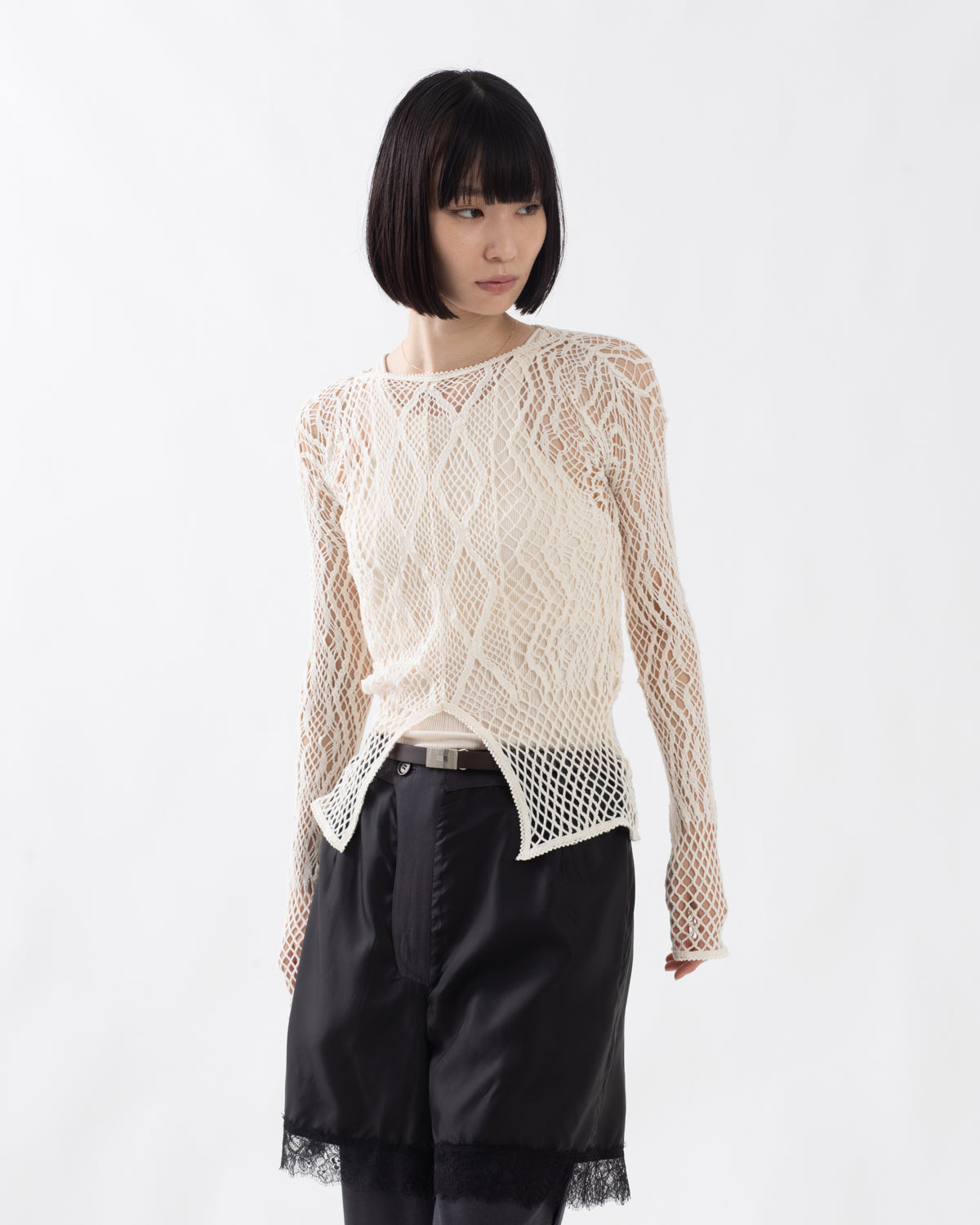 STRETCH LACE LONG SLEEVE TEE