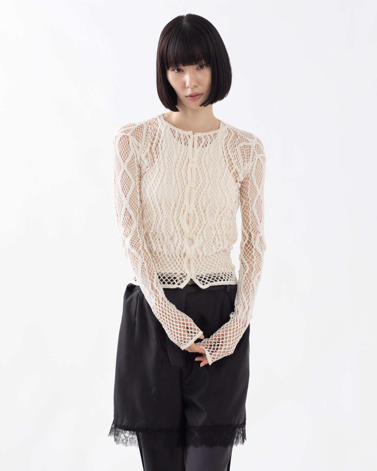 STRETCH LACE CARDIGAN