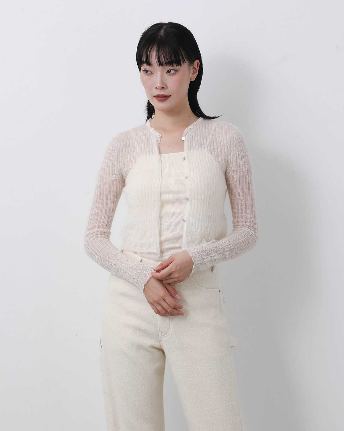 WHOLEGARMENT SILK MOHAIR CARDIGAN