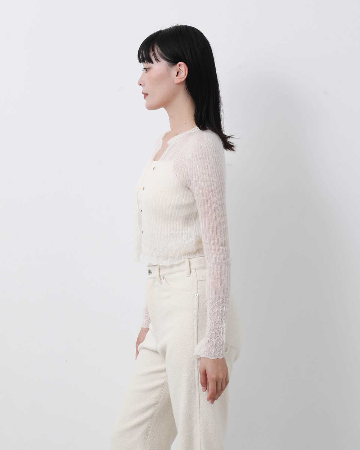 WHOLEGARMENT SILK MOHAIR CARDIGAN