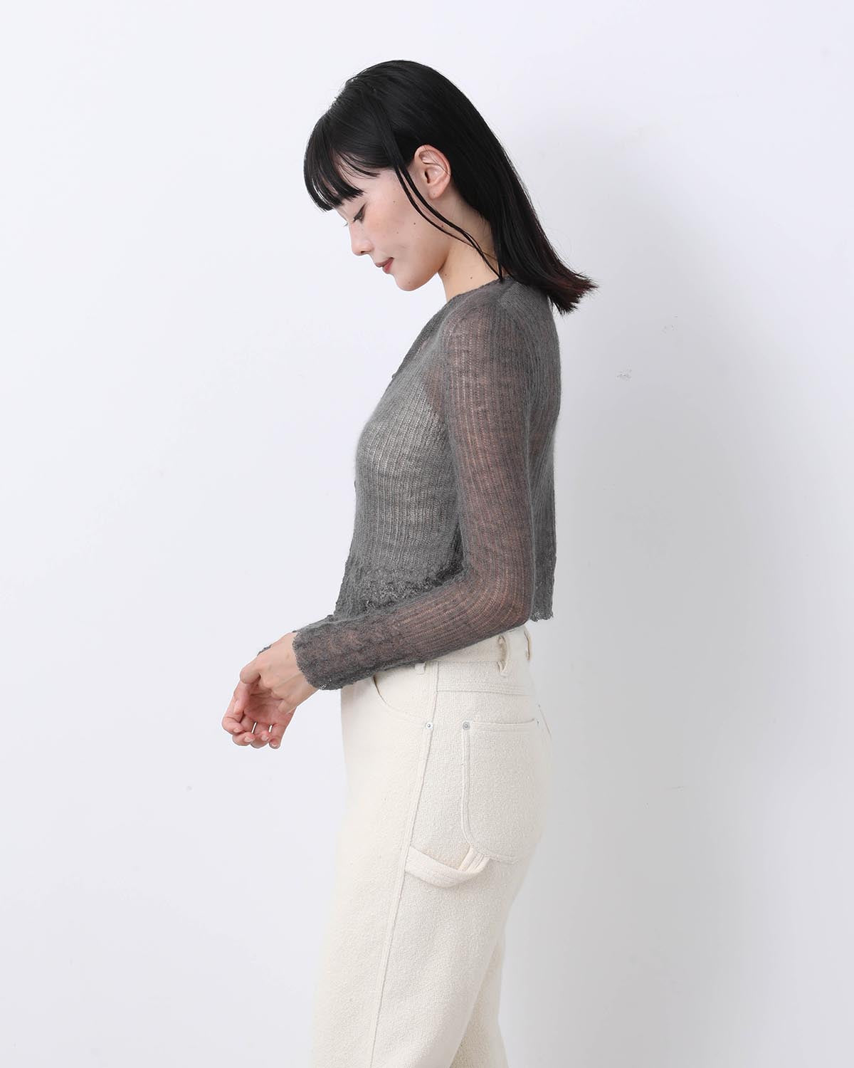 WHOLEGARMENT SILK MOHAIR CARDIGAN