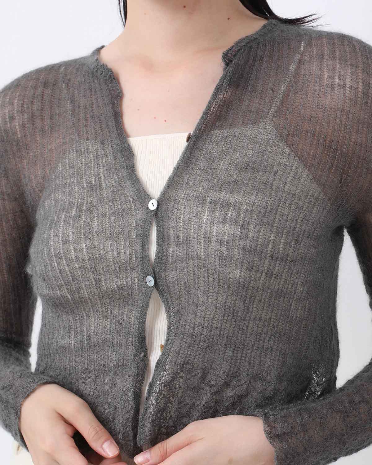 WHOLEGARMENT SILK MOHAIR CARDIGAN