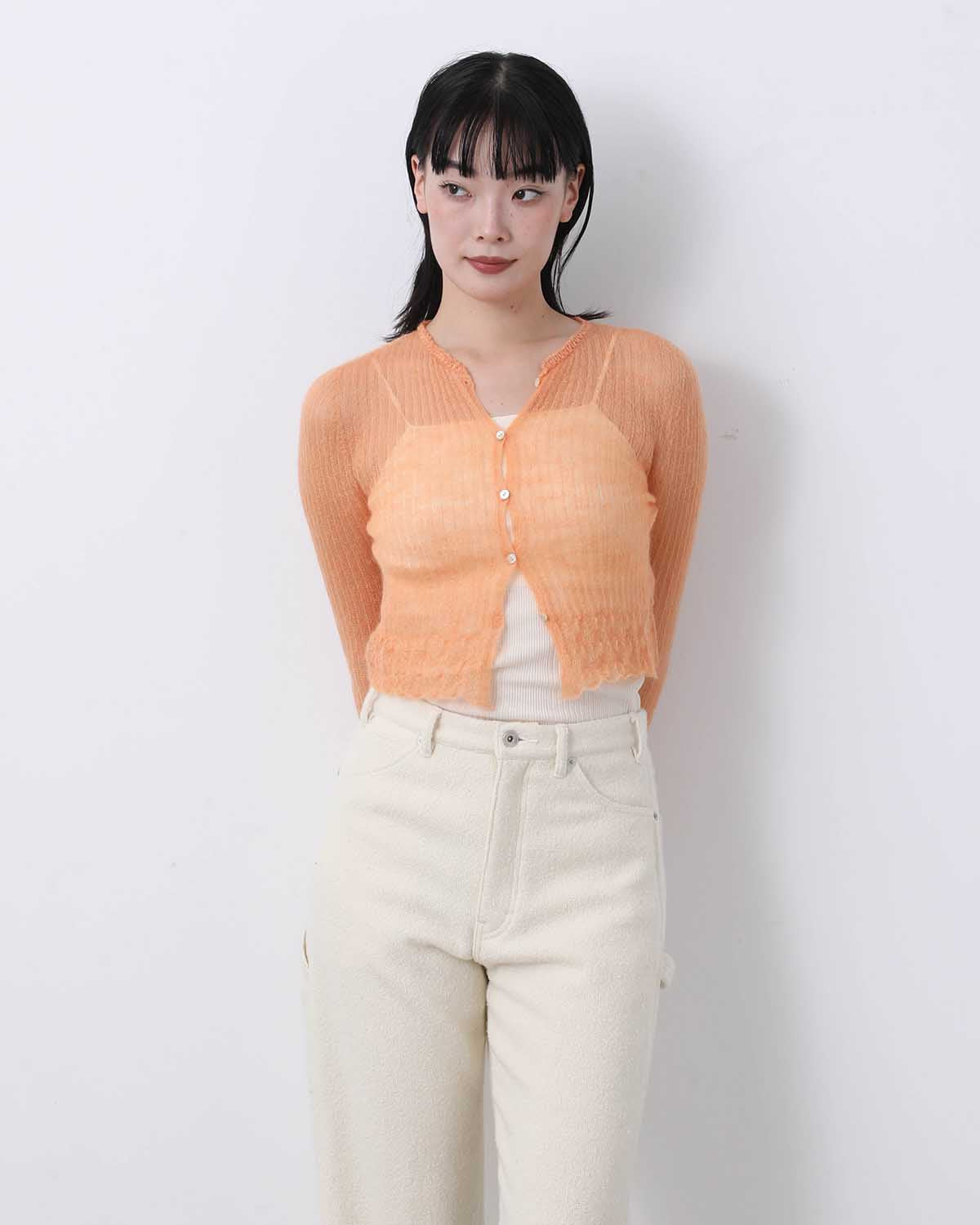 WHOLEGARMENT SILK MOHAIR CARDIGAN