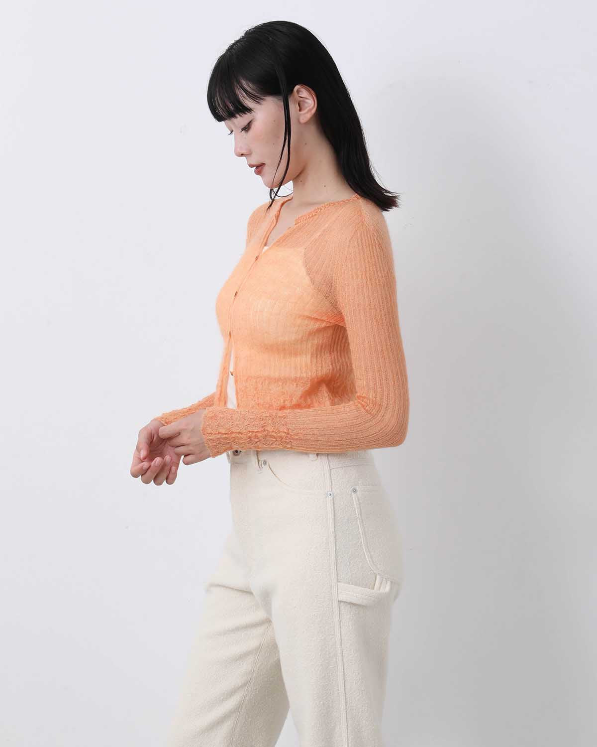 WHOLEGARMENT SILK MOHAIR CARDIGAN