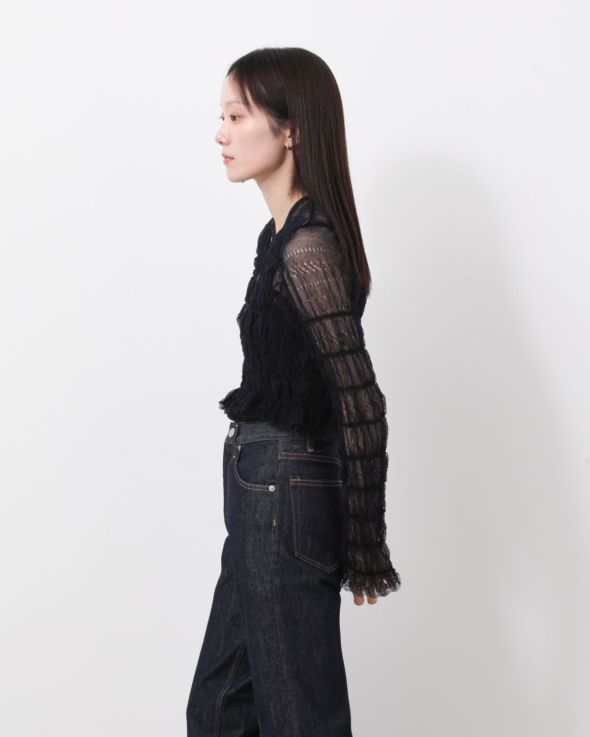 SHIRRING LACE CARDIGAN