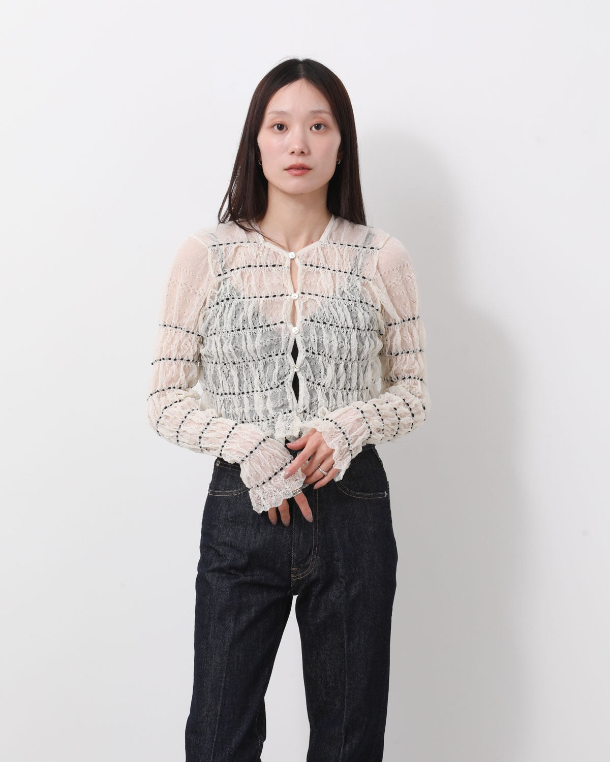 SHIRRING LACE CARDIGAN