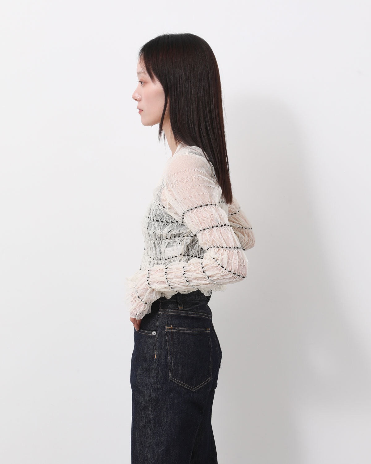 SHIRRING LACE CARDIGAN