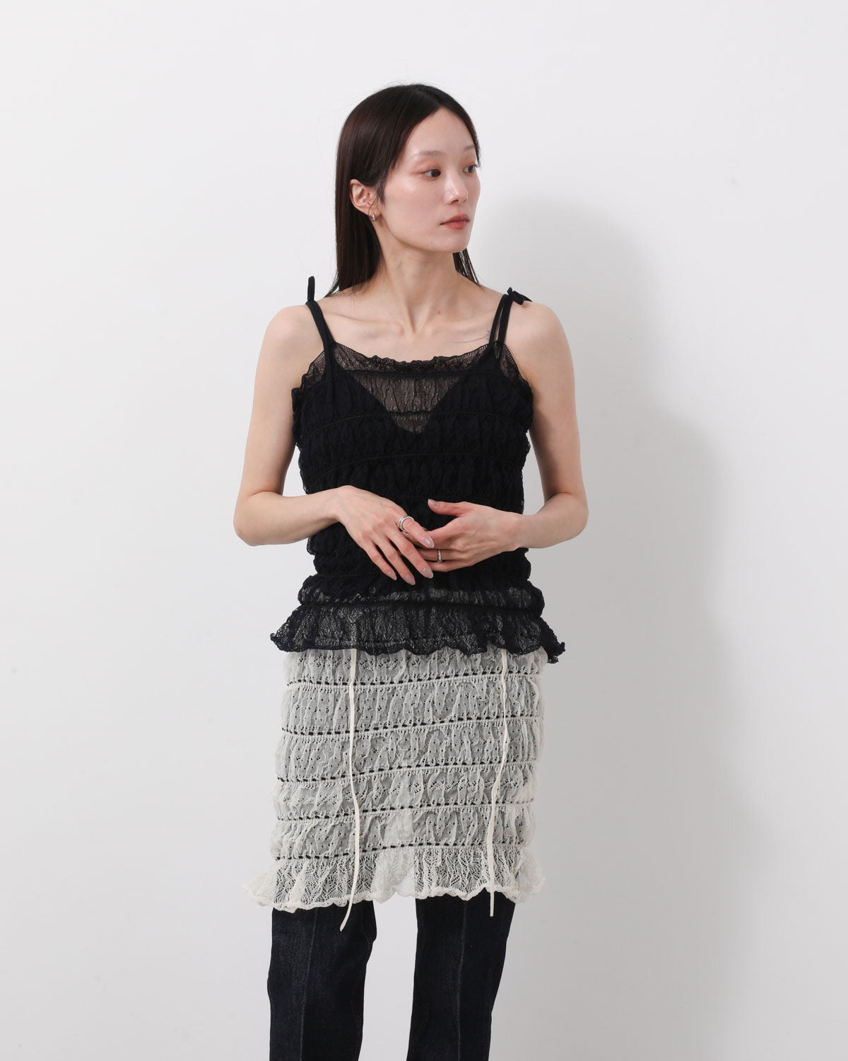 SHIRRING LACE CAMISOLE