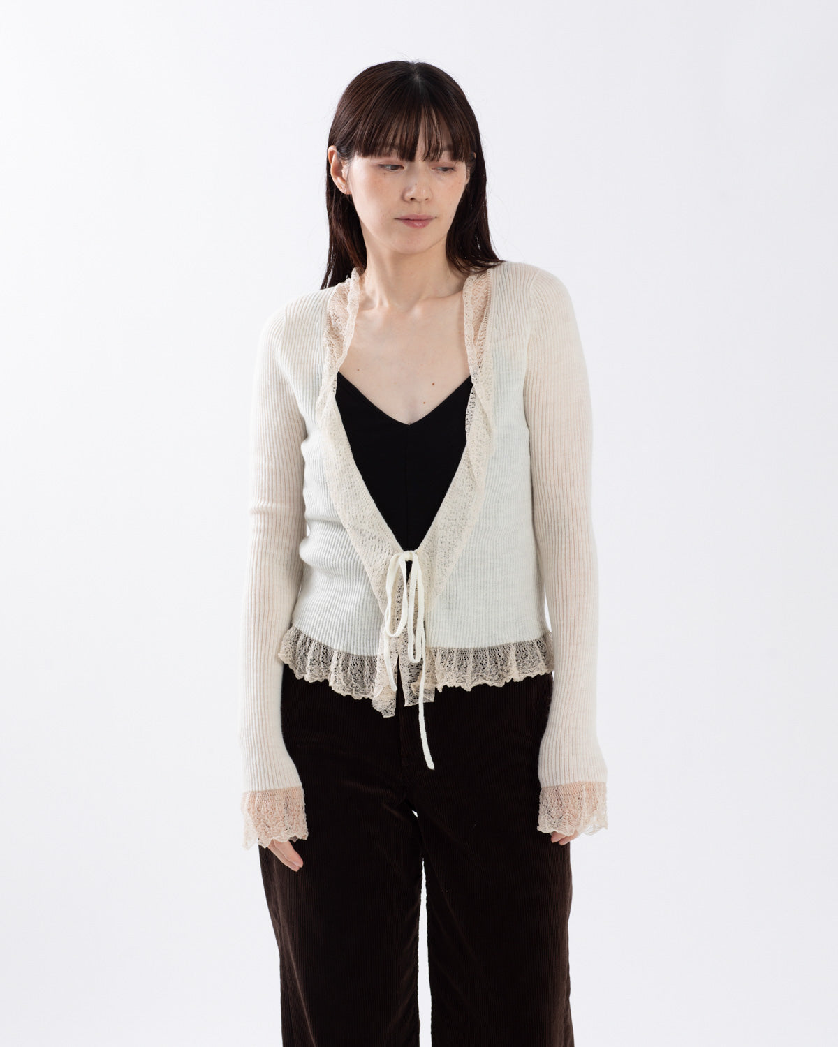 SHEER LACE CACHE-COEUR CARDIGAN