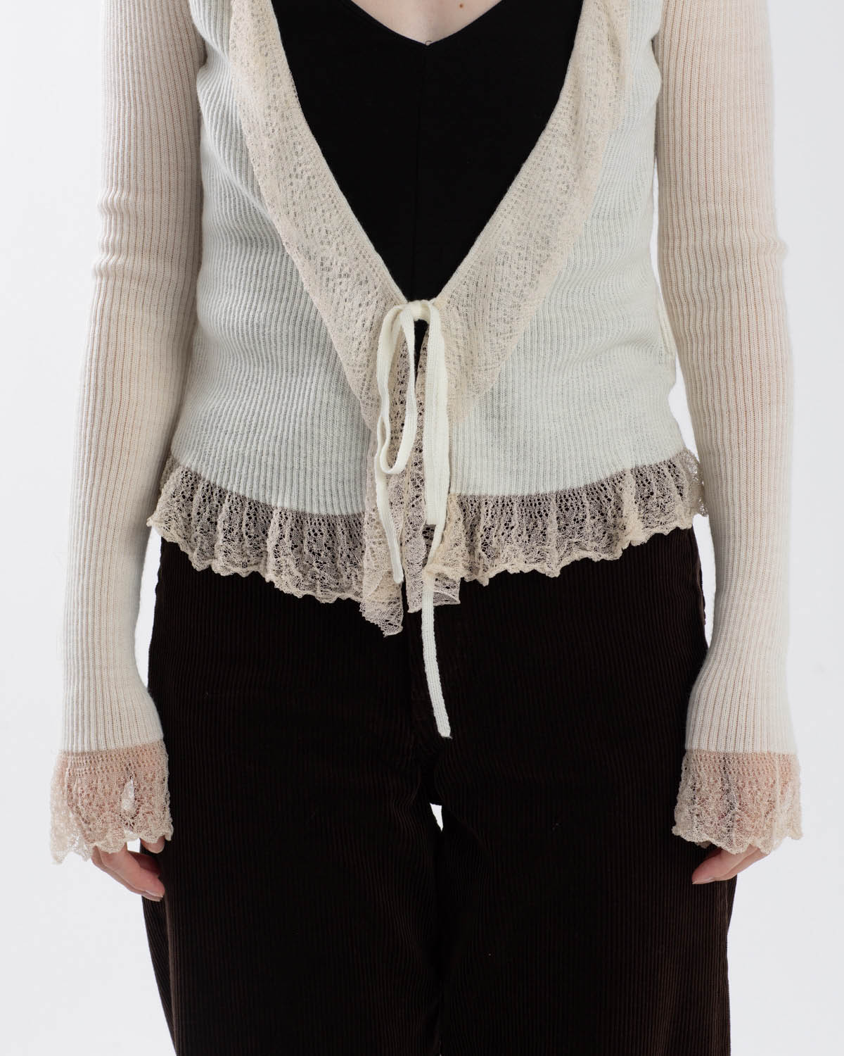 SHEER LACE CACHE-COEUR CARDIGAN