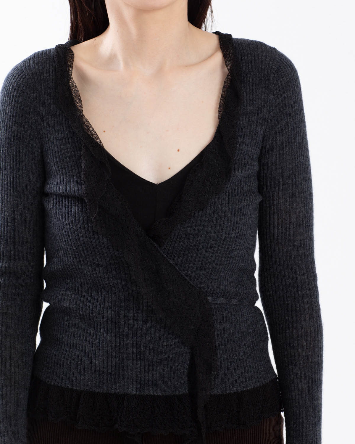 SHEER LACE CACHE-COEUR CARDIGAN
