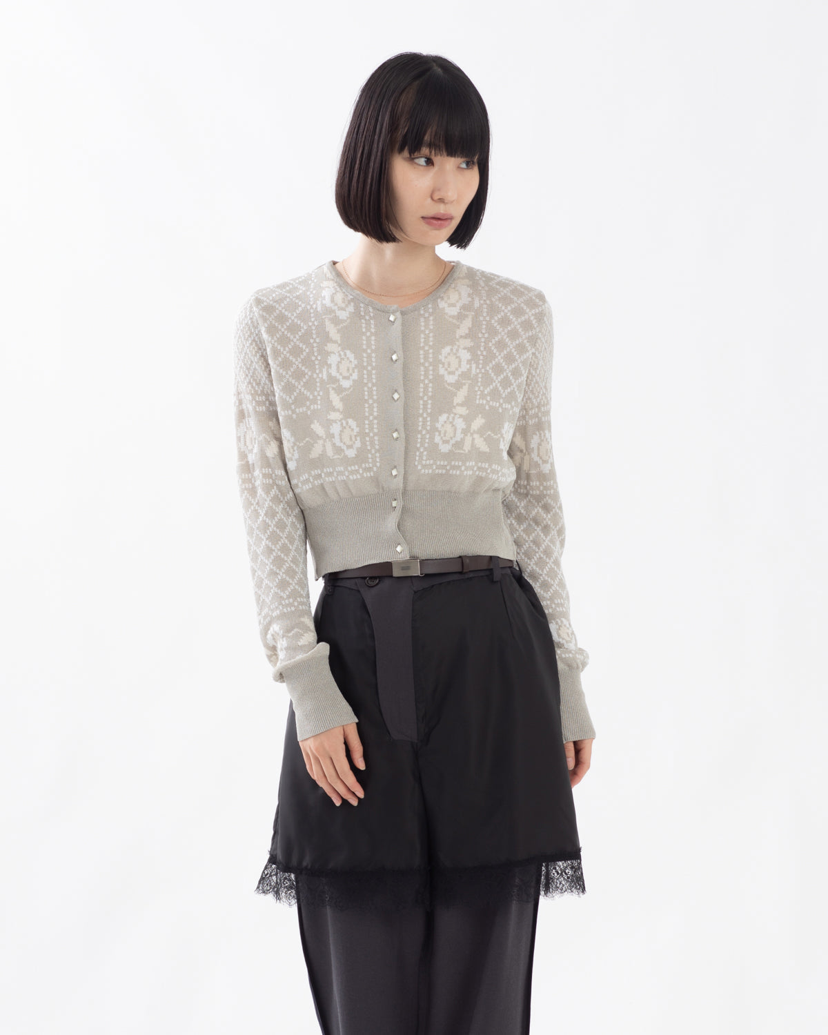 JACQUARD LACE CARDIGAN