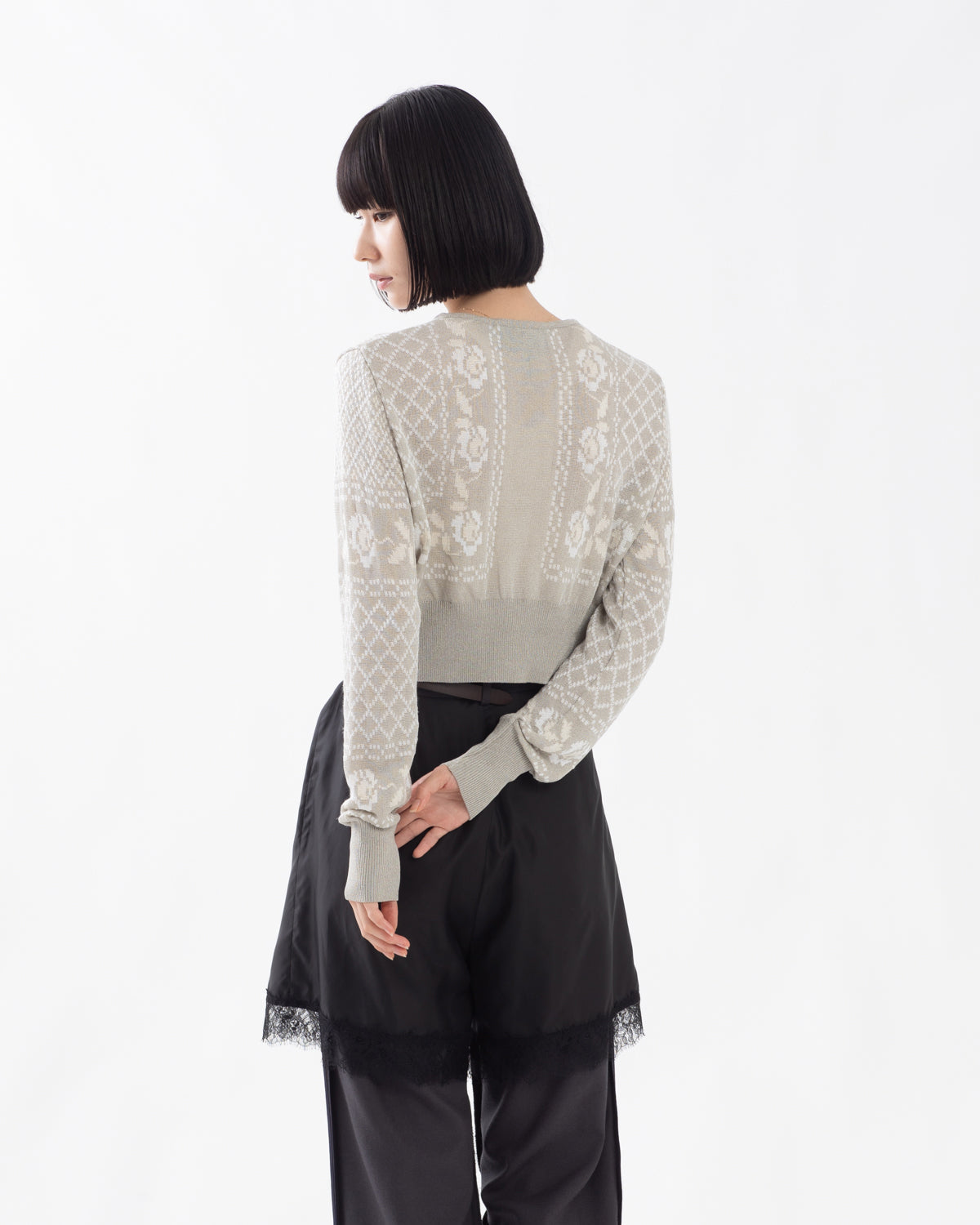 JACQUARD LACE CARDIGAN