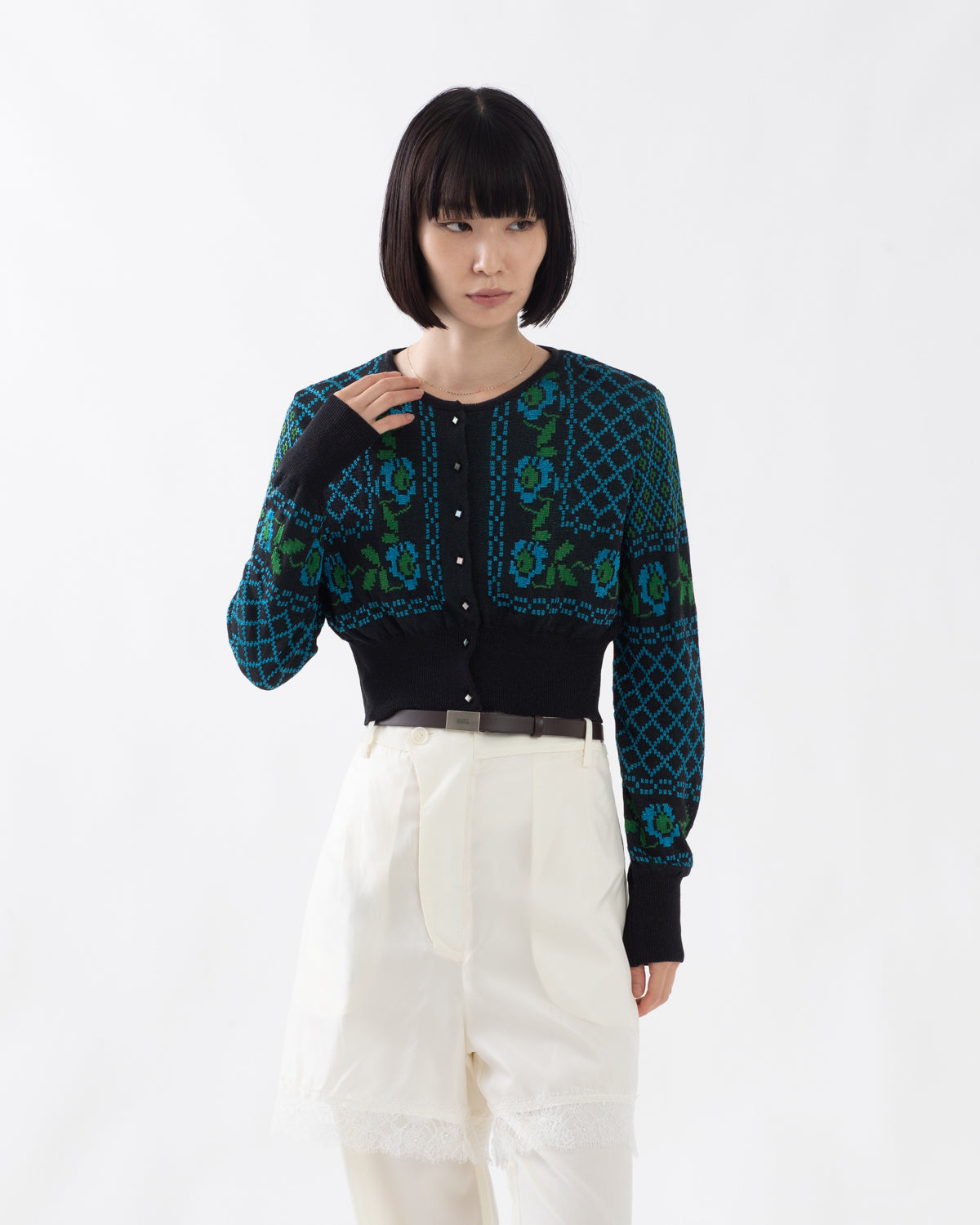 JACQUARD LACE CARDIGAN