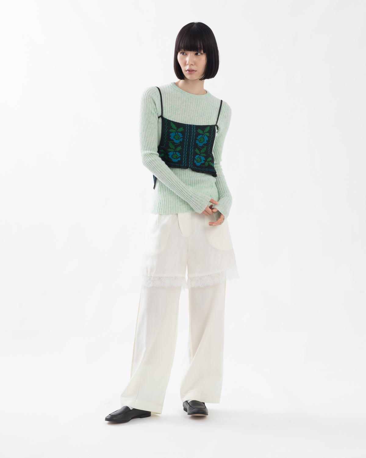 REVERSIBLE LACE TROUSERS
