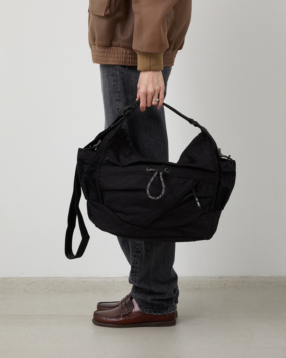 TEXTURED TWILL 2WAY SHOULDER TOTE