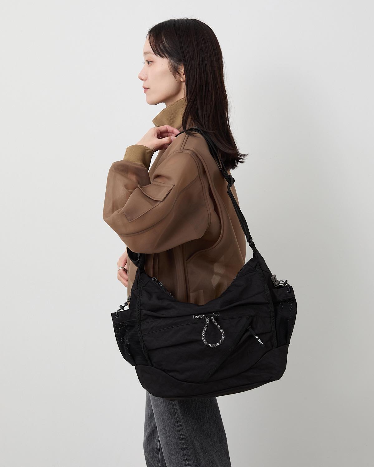 TEXTURED TWILL 2WAY SHOULDER TOTE