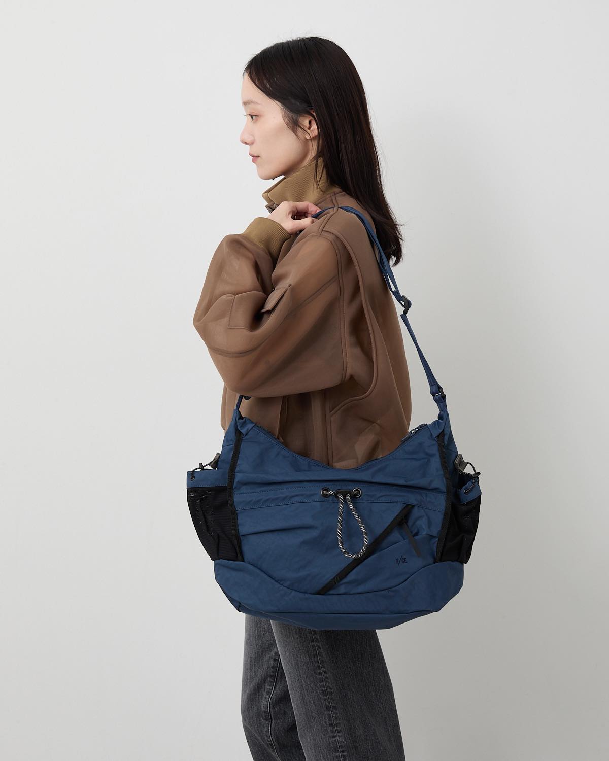 TEXTURED TWILL 2WAY SHOULDER TOTE