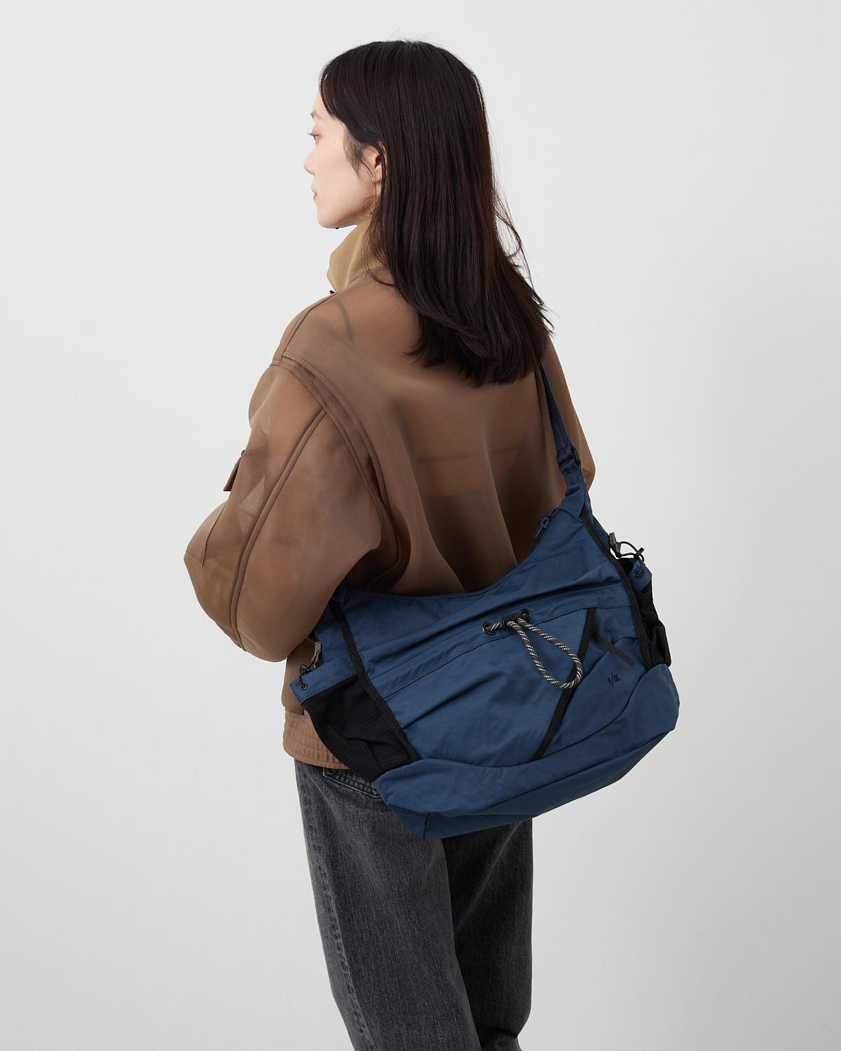 TEXTURED TWILL 2WAY SHOULDER TOTE