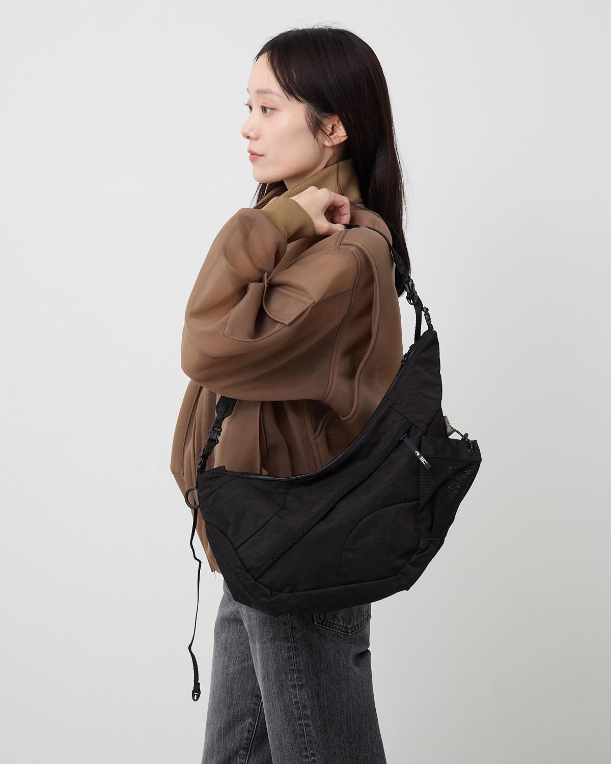 TEXTURED TWILL HORN MINI SHOULDER BAG