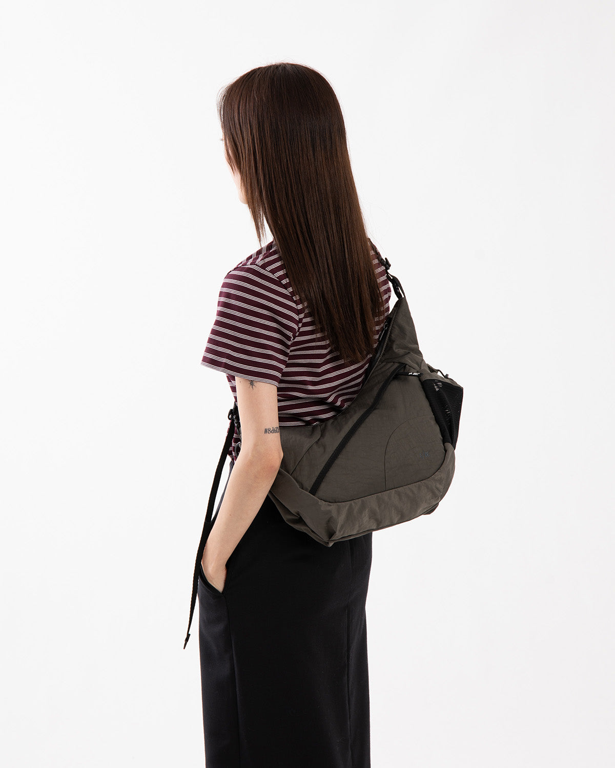 TEXTURED TWILL HORN MINI SHOULDER BAG