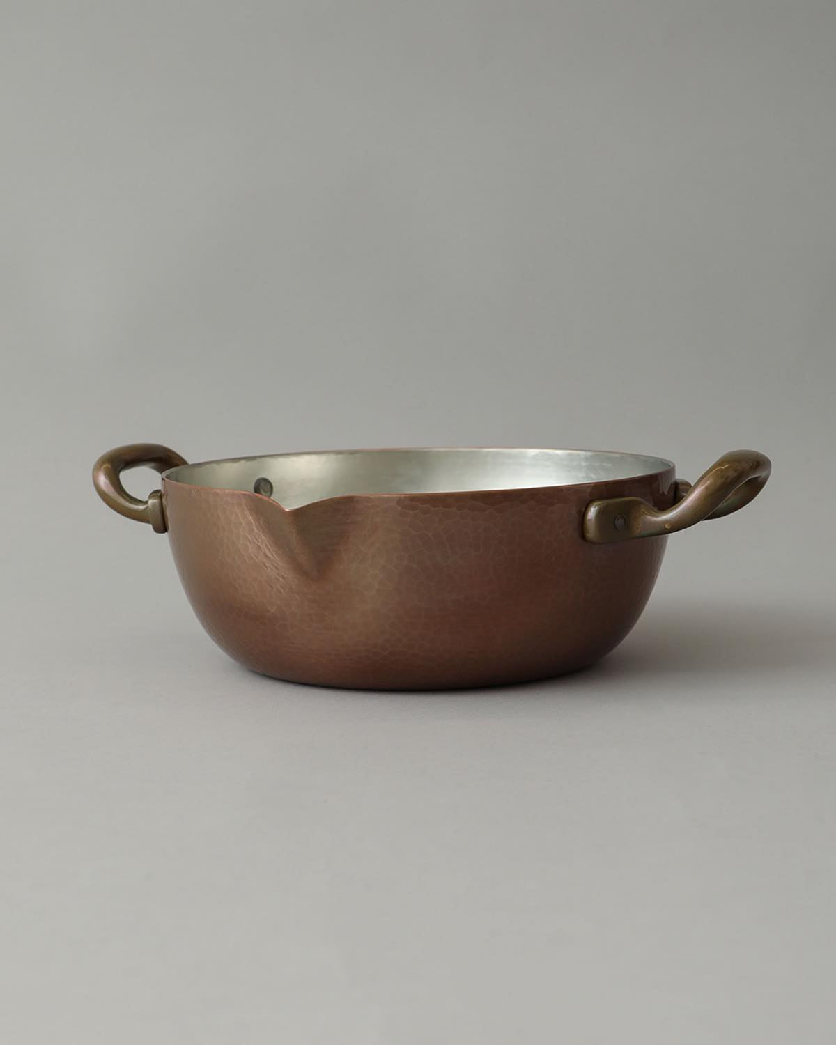 DOUBLE-HANDED COPPER POT 21CM WITH SPOUT GOLD