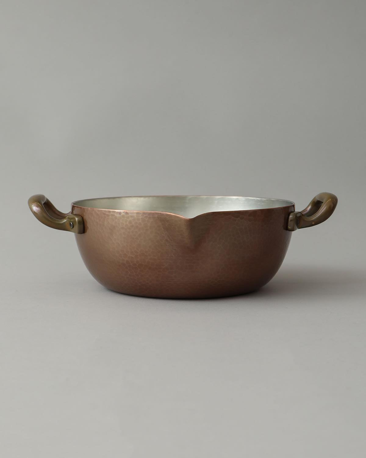 DOUBLE-HANDED COPPER POT 21CM WITH SPOUT GOLD