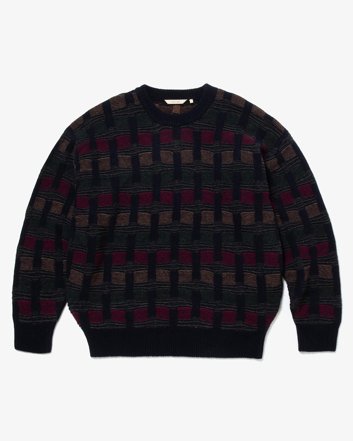 3D JAQUARD MIDDLE GAUGE CREWNECK SWEATER