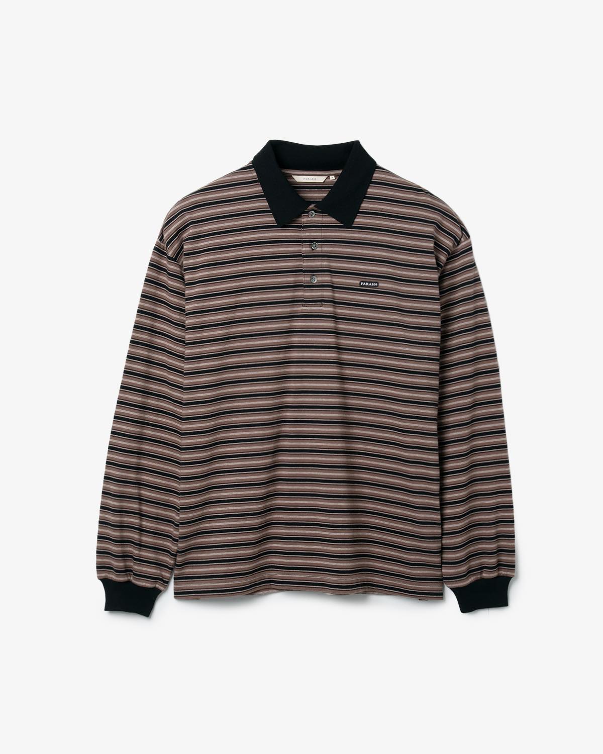 MULTI STRIPED POLO COLLAR L/S TEE (WOMEN'S)