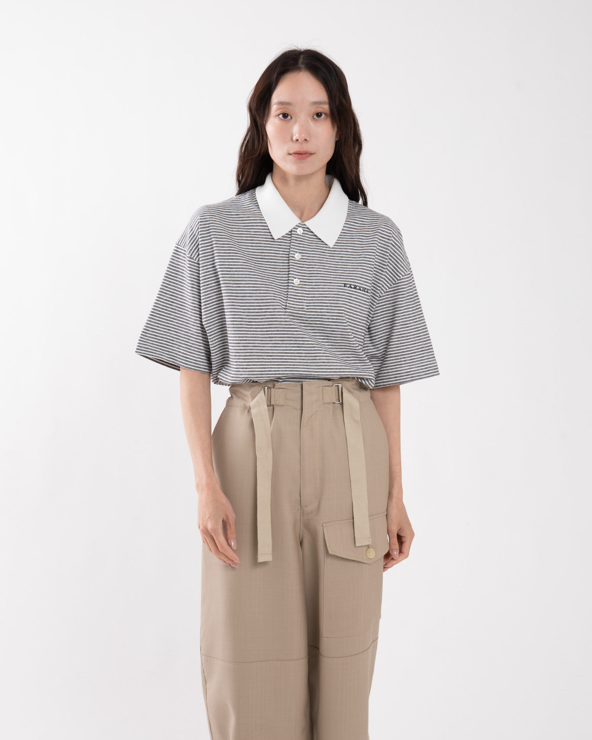 MULTI STRIPED POLO COLLAR S/S TEE