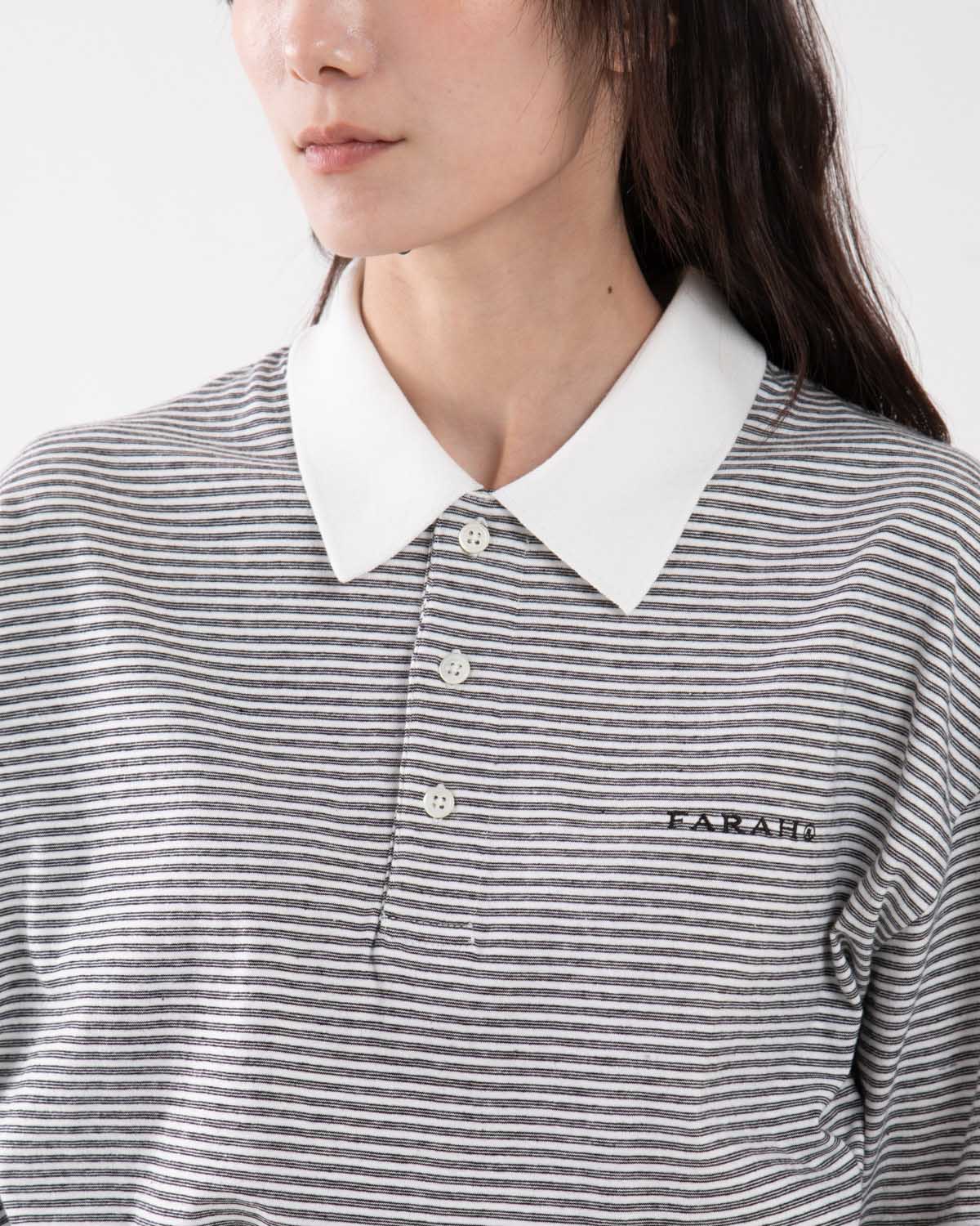 MULTI STRIPED POLO COLLAR S/S TEE