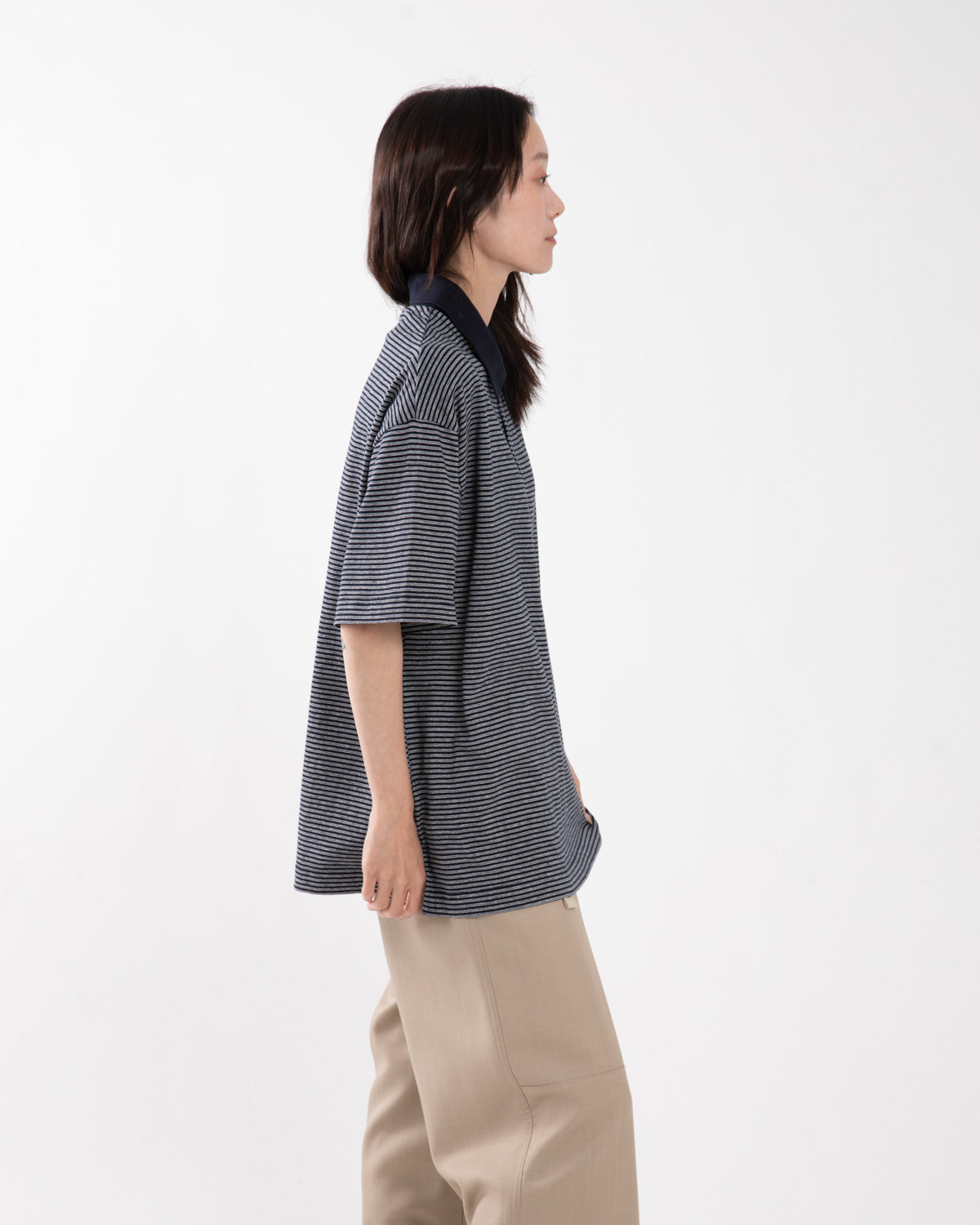 MULTI STRIPED POLO COLLAR S/S TEE
