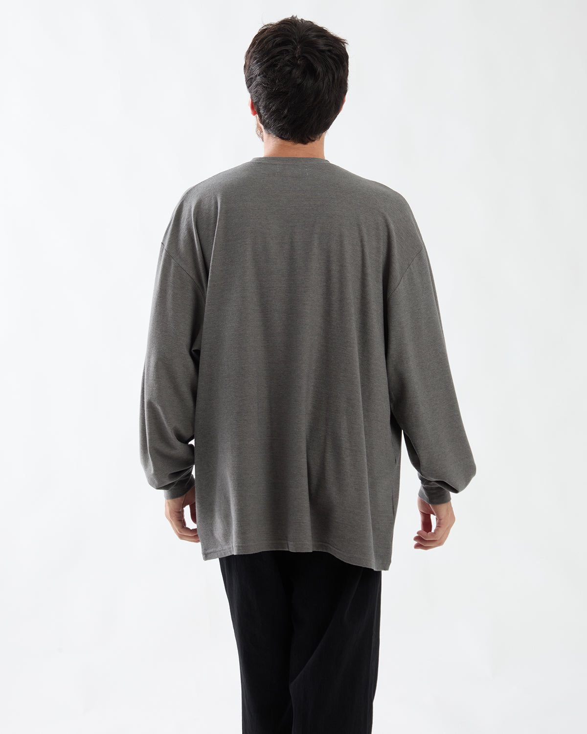 COTTON WOOL RIPPLE CREW NECK L/S TEE