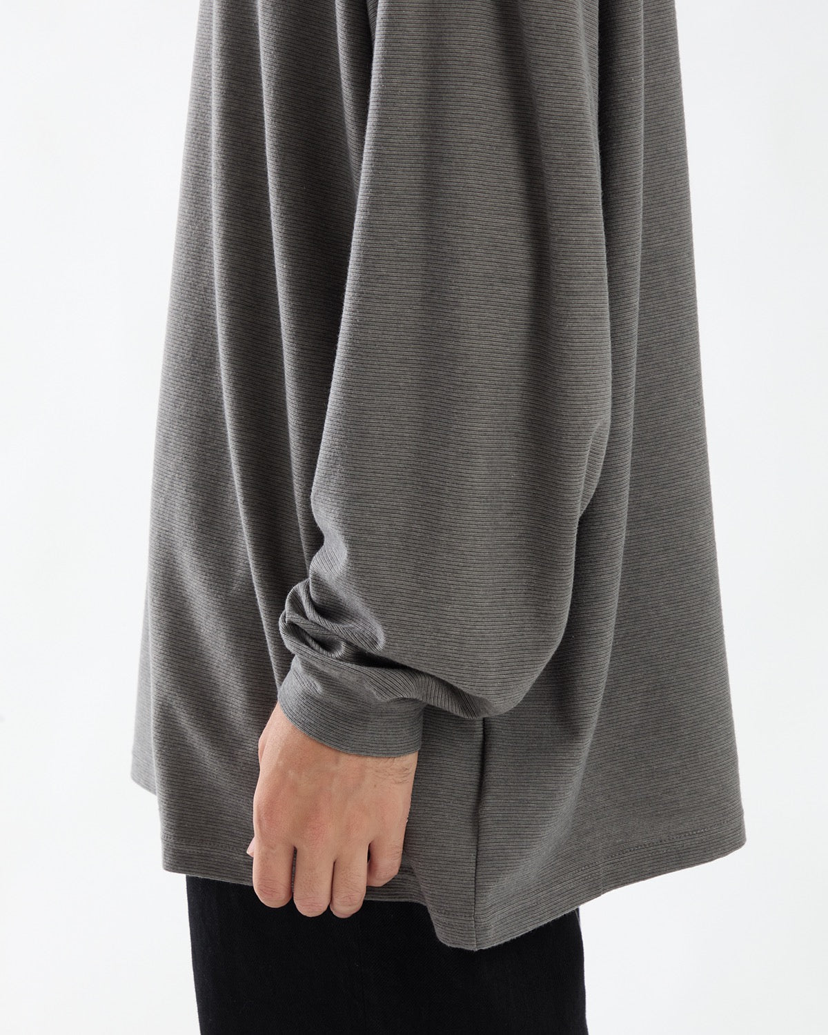 COTTON WOOL RIPPLE CREW NECK L/S TEE