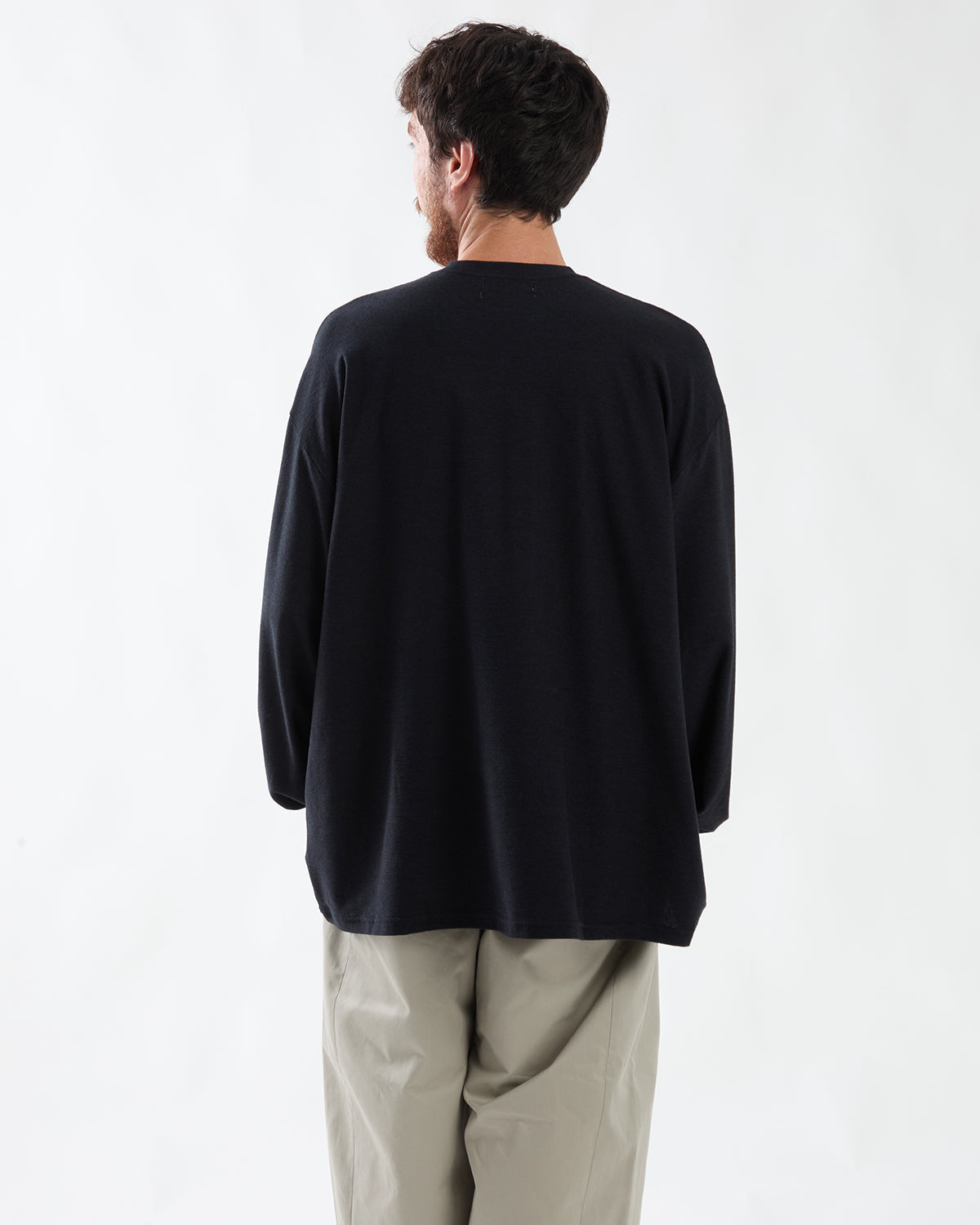 COTTON WOOL RIPPLE CREW NECK L/S TEE