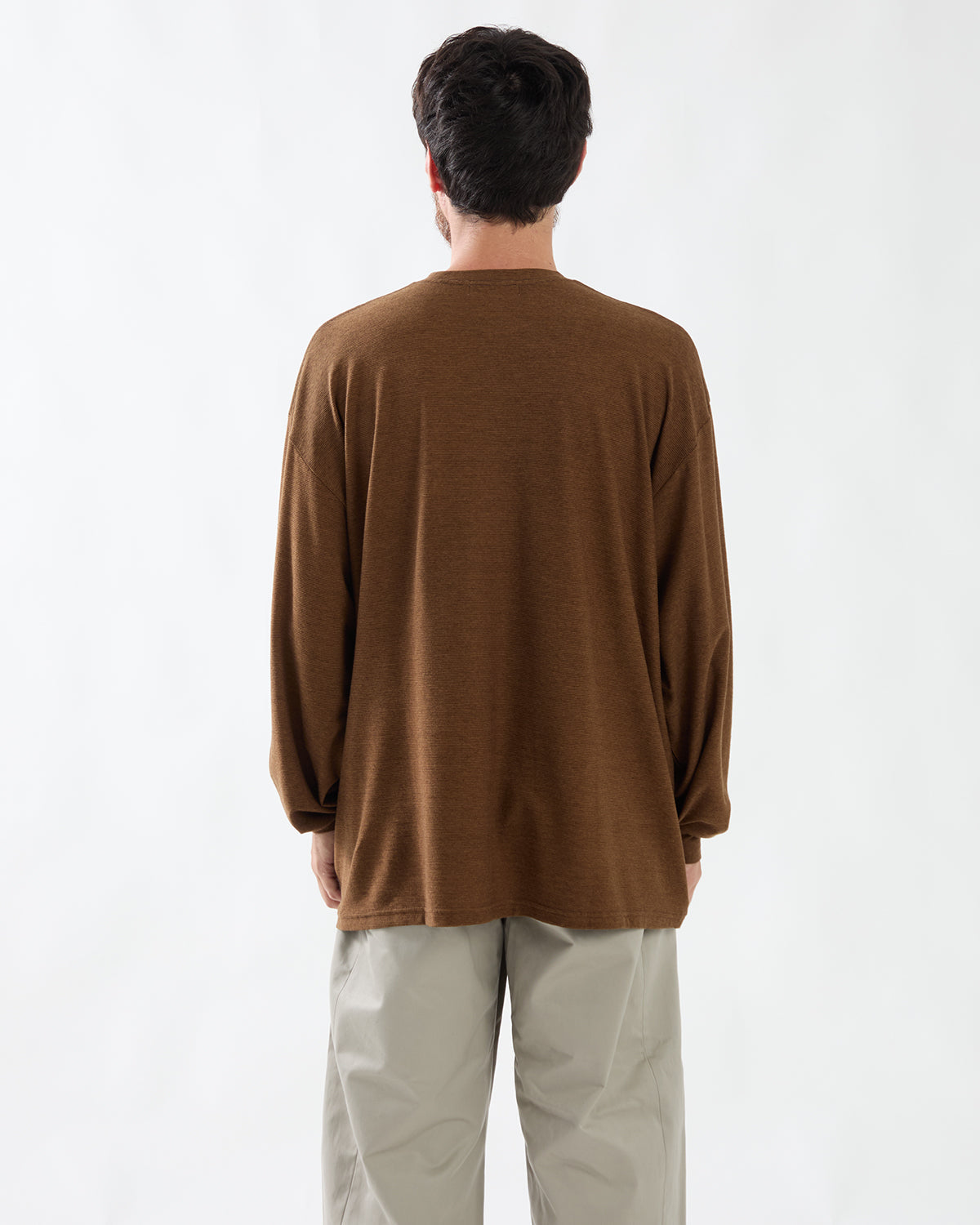 COTTON WOOL RIPPLE CREW NECK L/S TEE