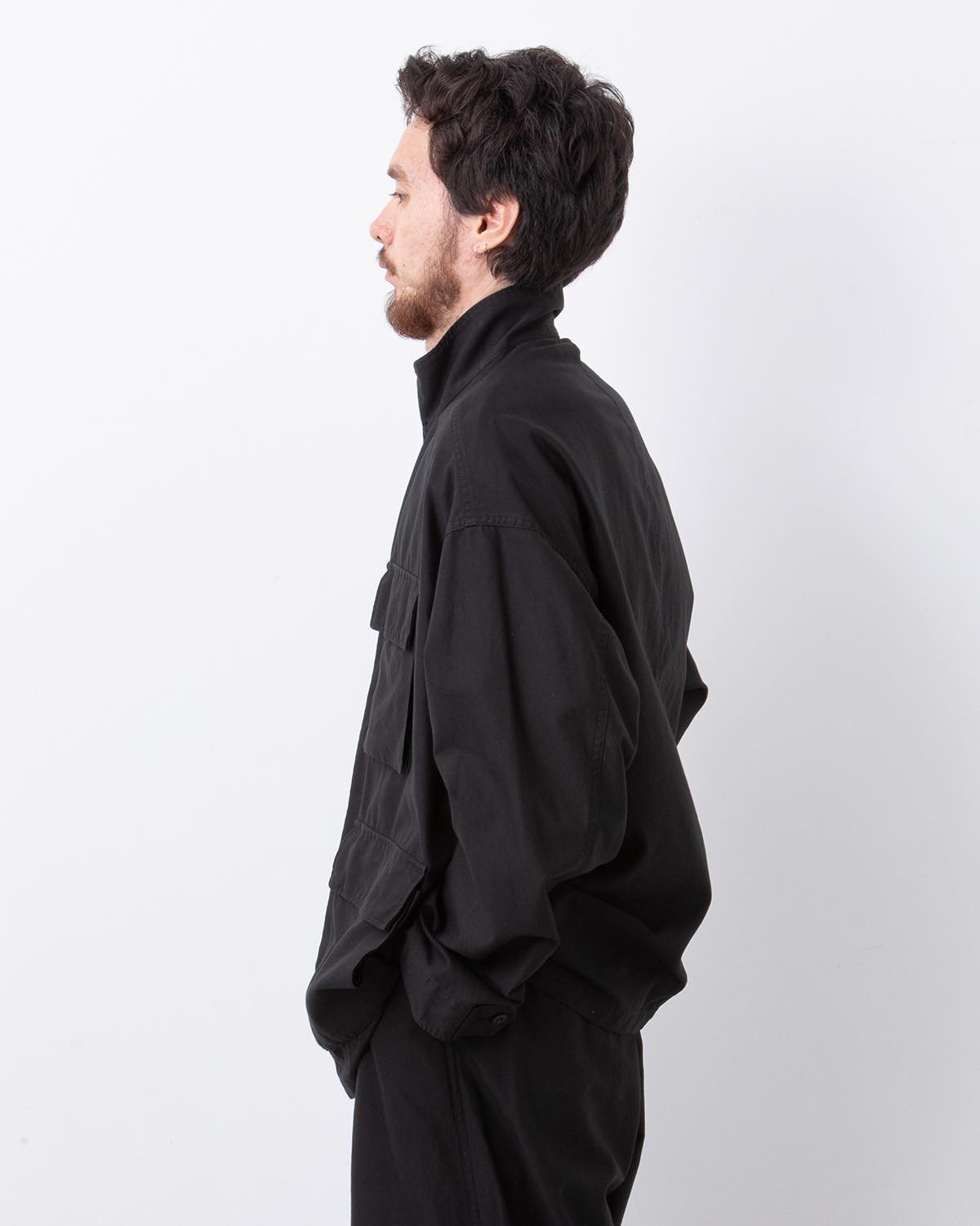 COTTON CUPRO BACK SATIN MILITARY JACKET