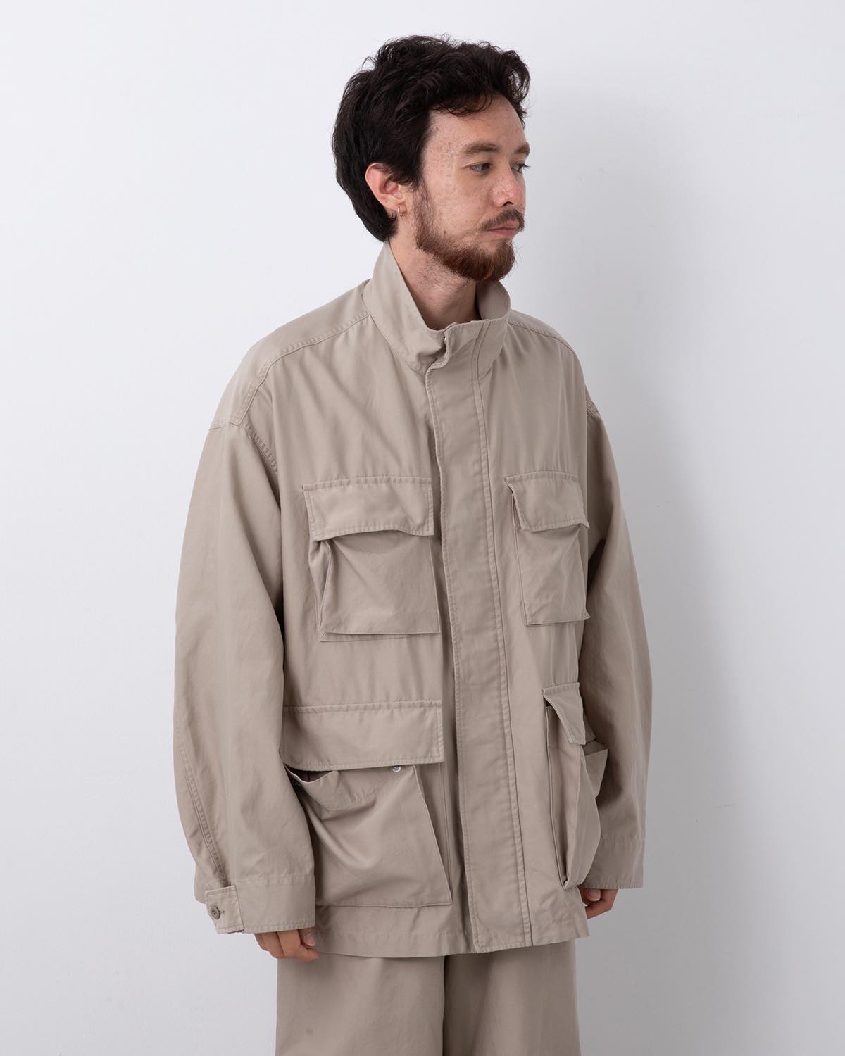 COTTON CUPRO BACK SATIN MILITARY JACKET