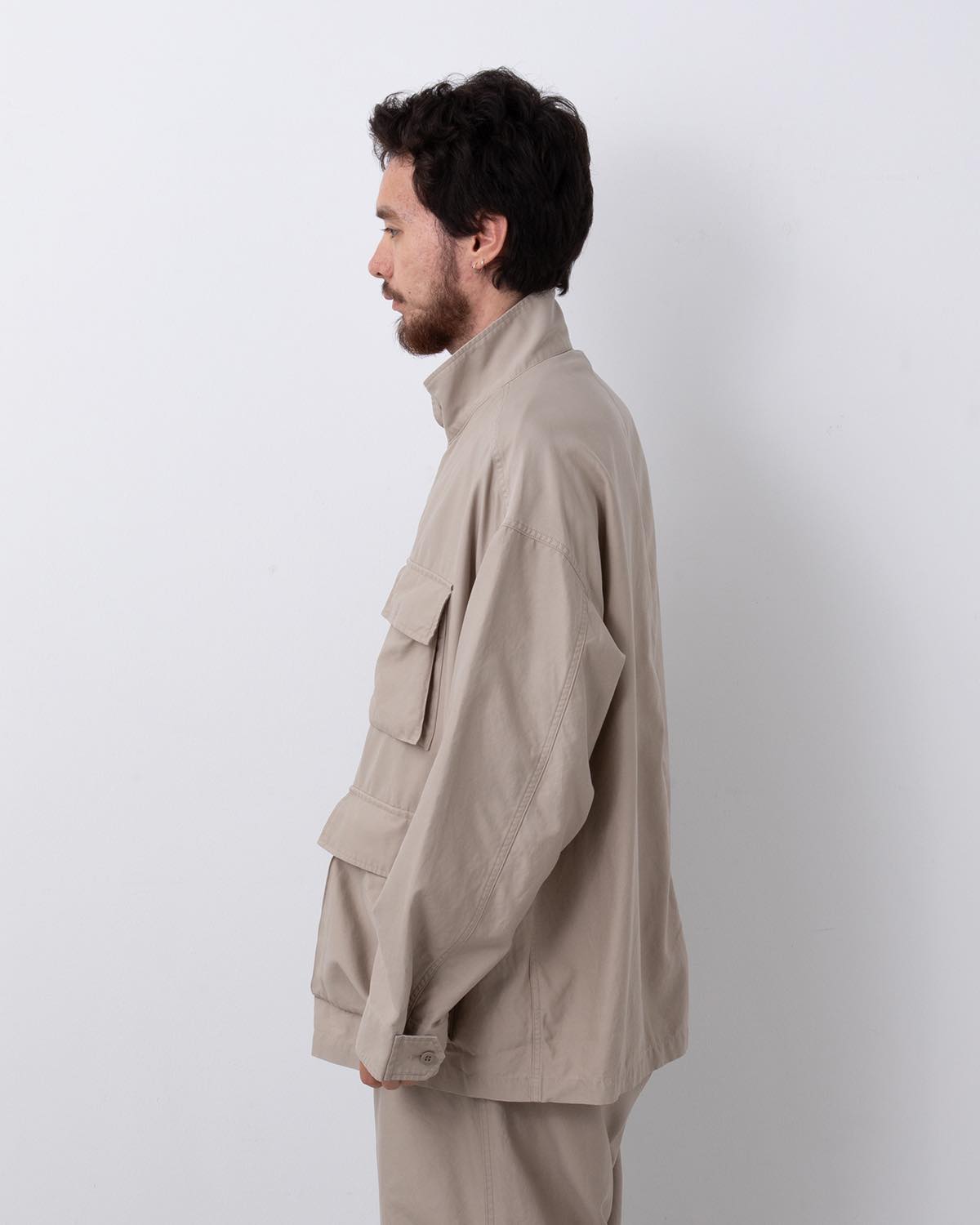 COTTON CUPRO BACK SATIN MILITARY JACKET