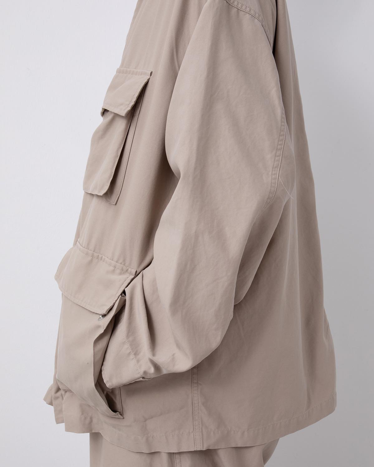 COTTON CUPRO BACK SATIN MILITARY JACKET